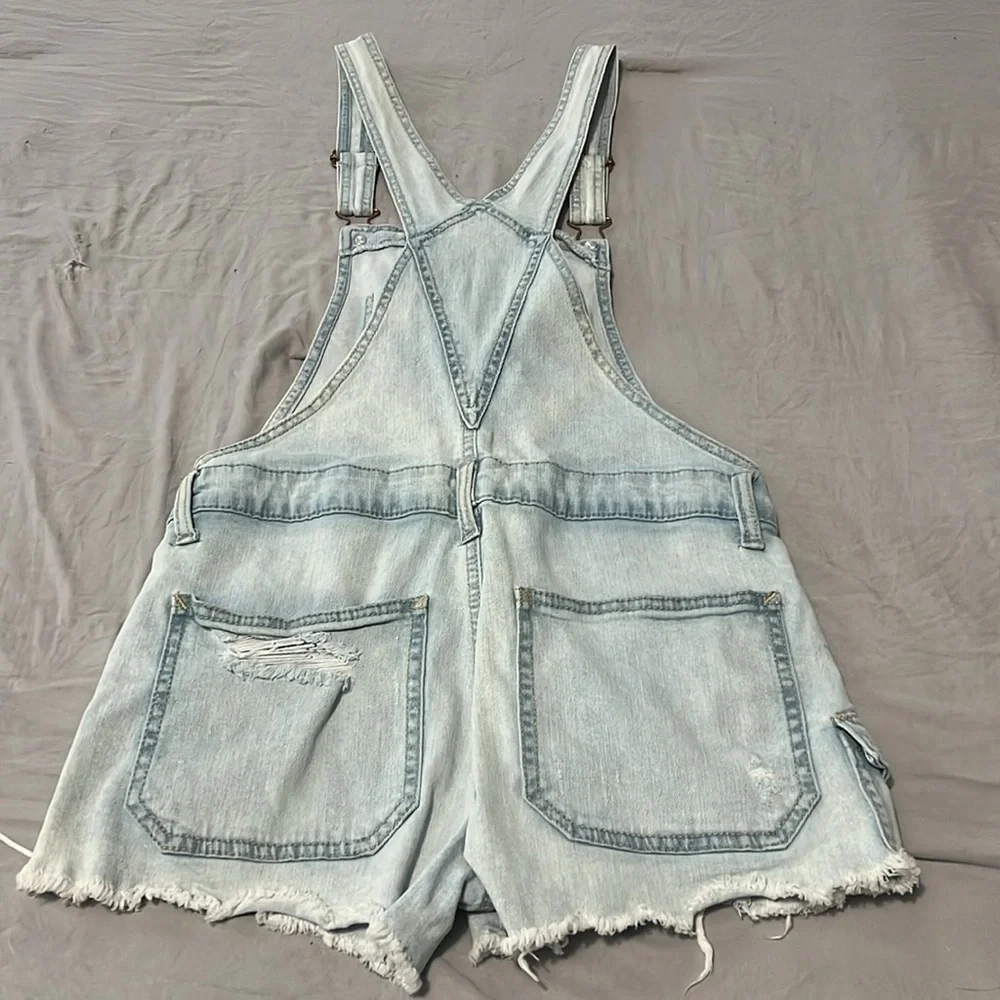 No Boundaries Distressed Denim Shorts Overalls